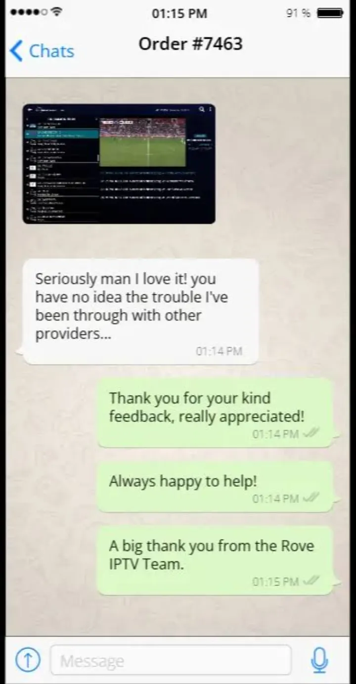 WhatsApp support chat: Happy customer