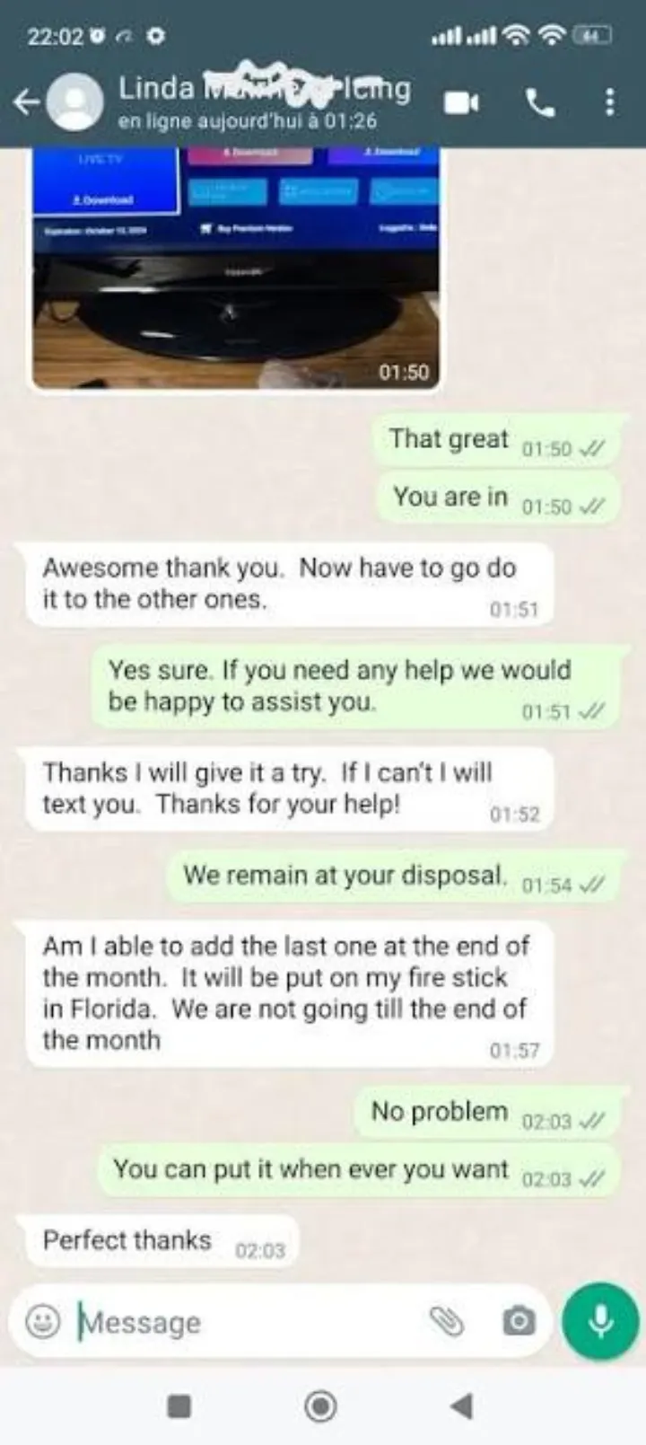 WhatsApp support chat: Fire Stick ready